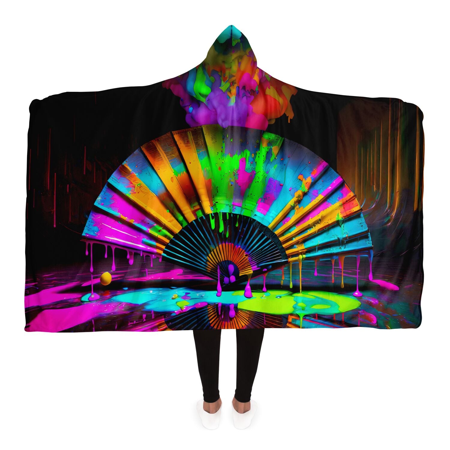 Neon Paint Fan Hooded Blanket - Colee.One Merch