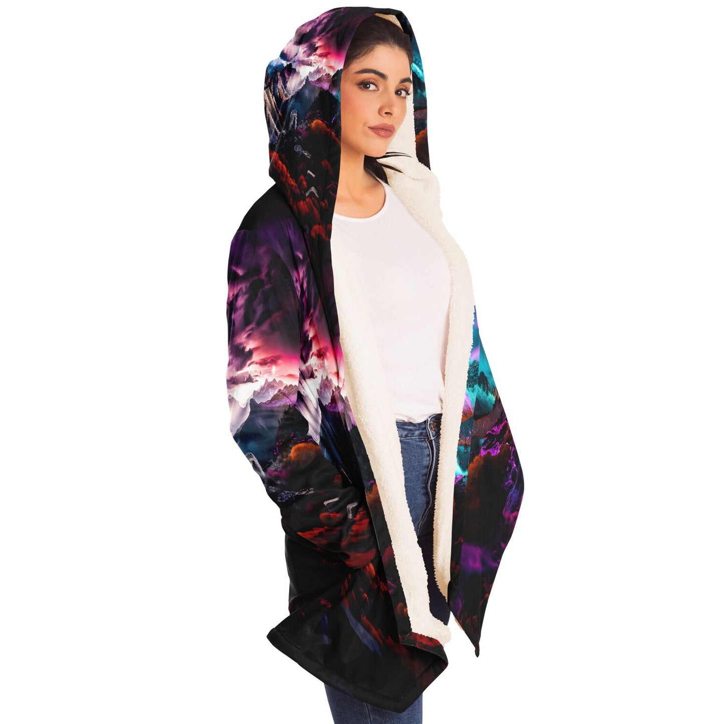 Serene Mountain Scape Micro Fleece Cloak - Colee.One Merch