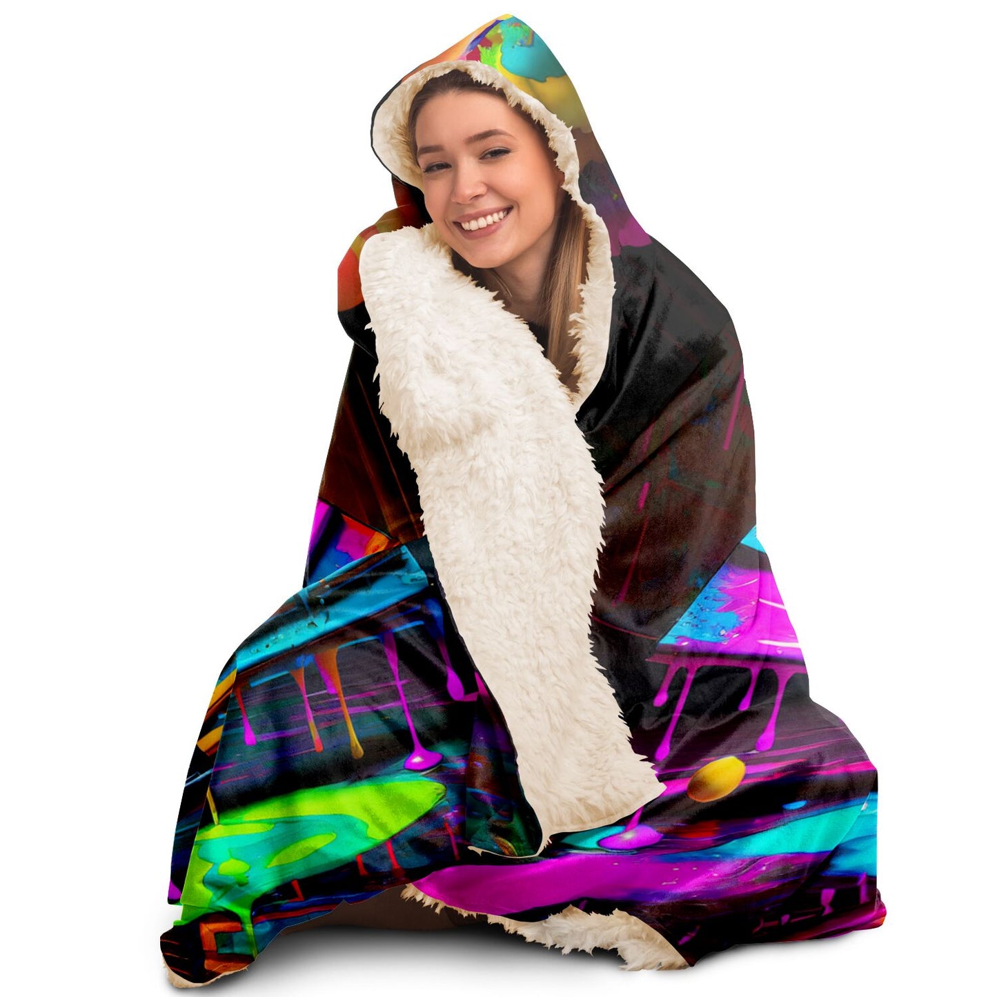 Neon Paint Fan Hooded Blanket - Colee.One Merch