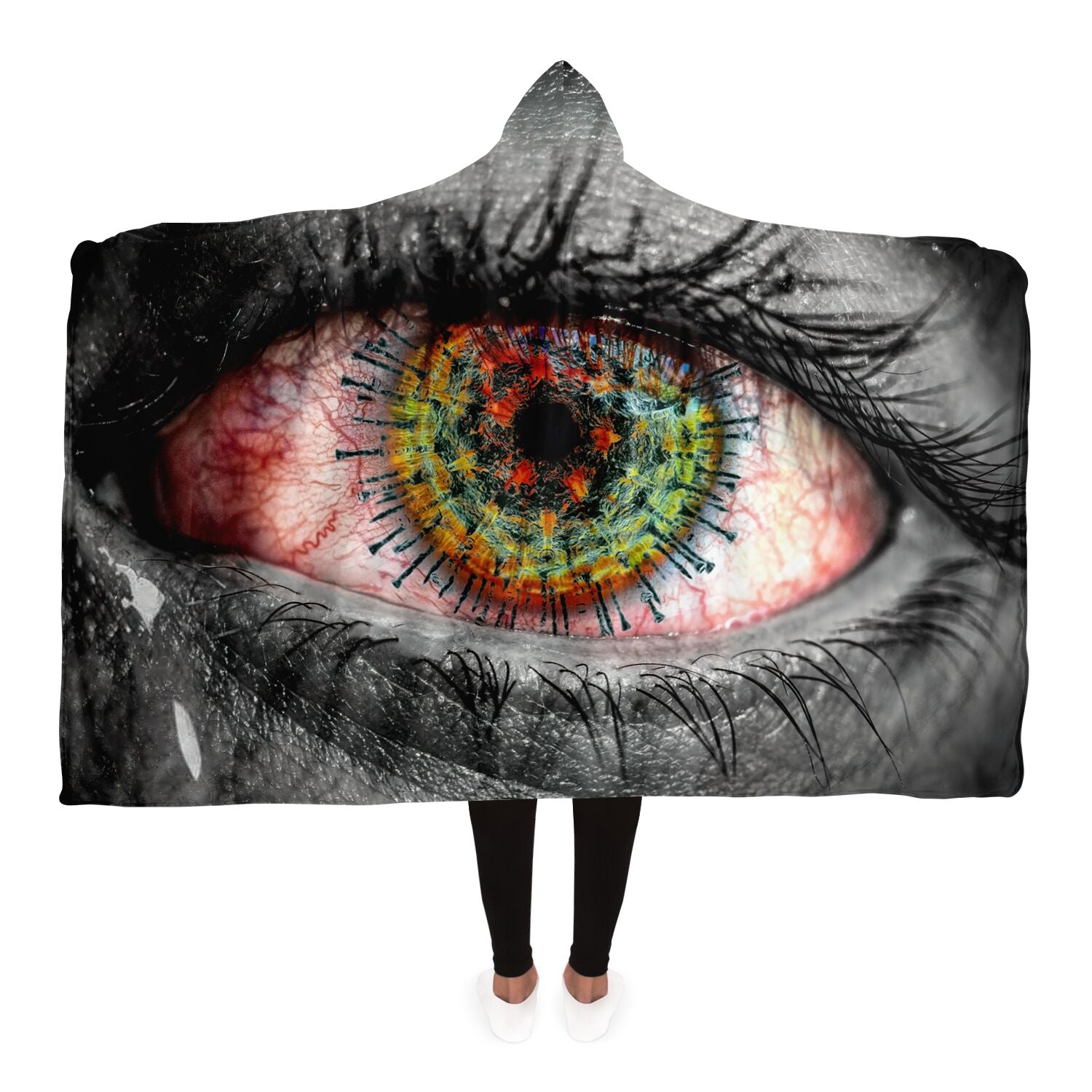Eye See You Hooded Blanket, detail view, Colee.One festival apparel