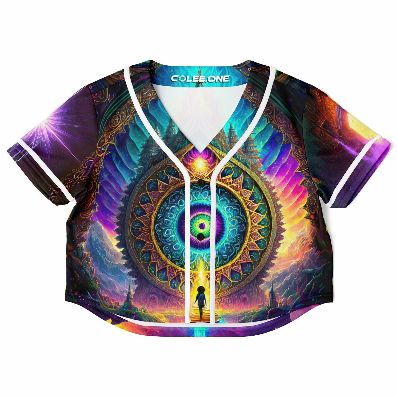 Our Dreamscape Crop Top Jersey, front view, Colee.One festival apparel