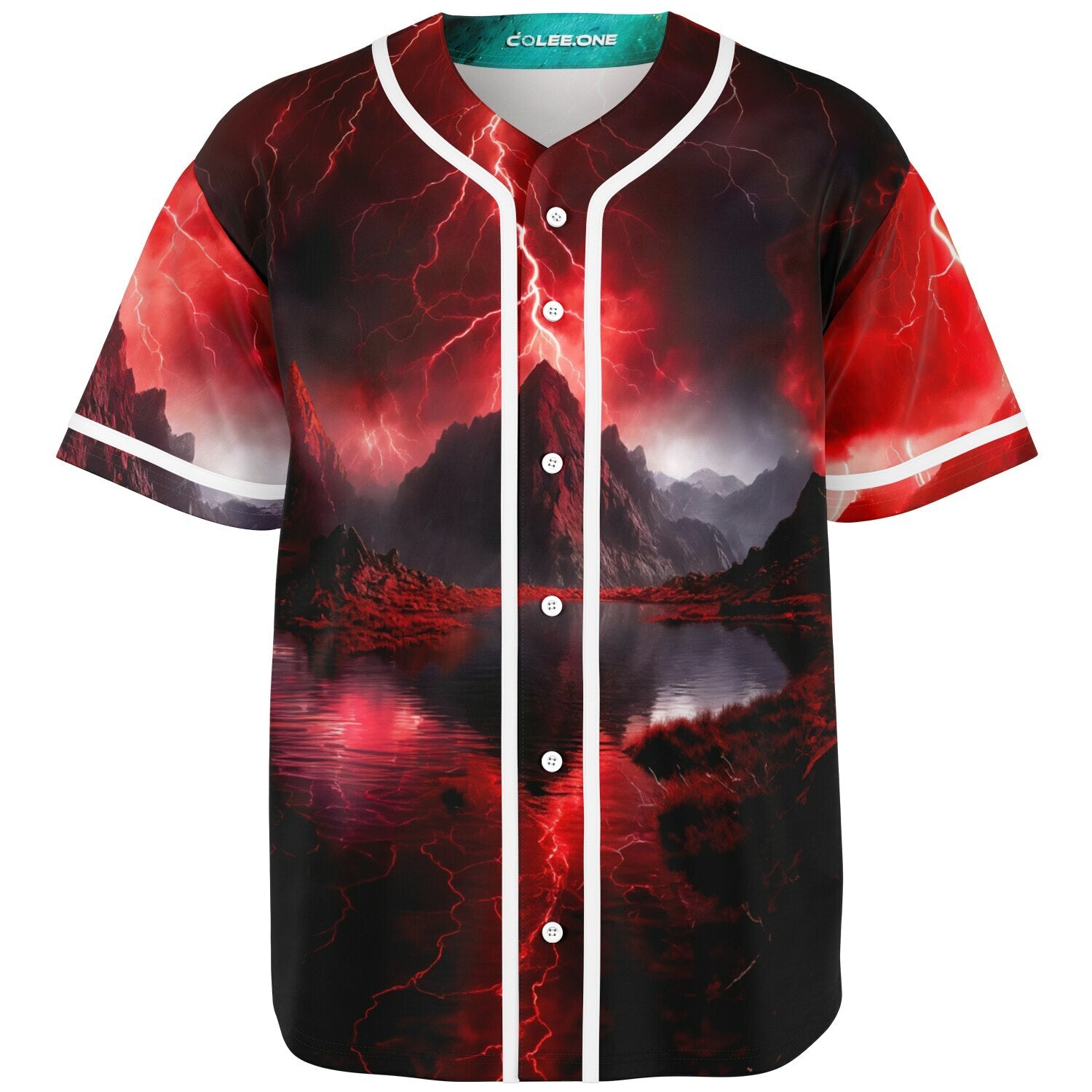 Red Thunderstorm Jersey, front view, Colee.One festival apparel